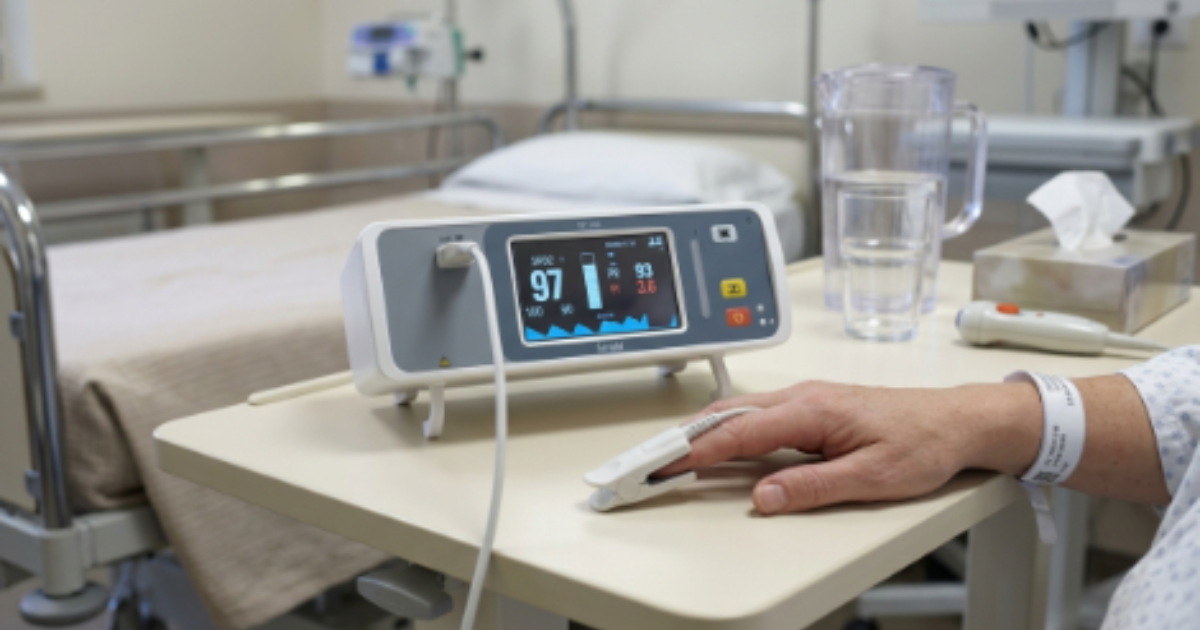 oxímetro hospitalar utilizado para monitoramento de sinais vitais